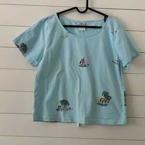 Vintage South Sea Hawaii Theme Top Cotton by Mill Valley Clothing Company